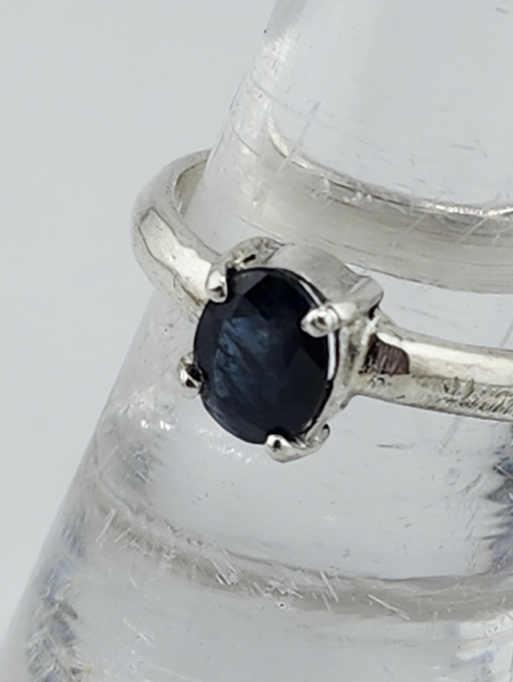 BLUE SAPPHIRE SOLITARY RING HANDMADE IN STERLING SILVER